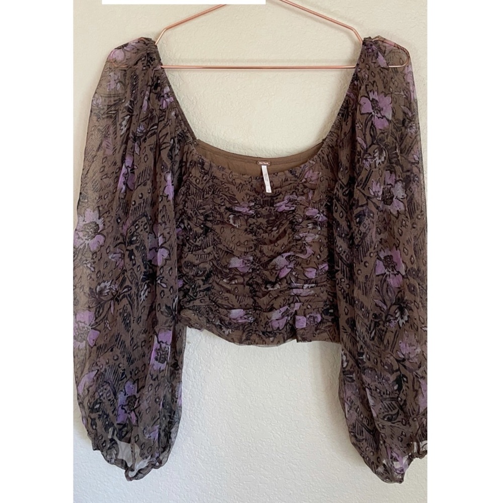 Free People Balloon Sleeve Crop stop Brand New